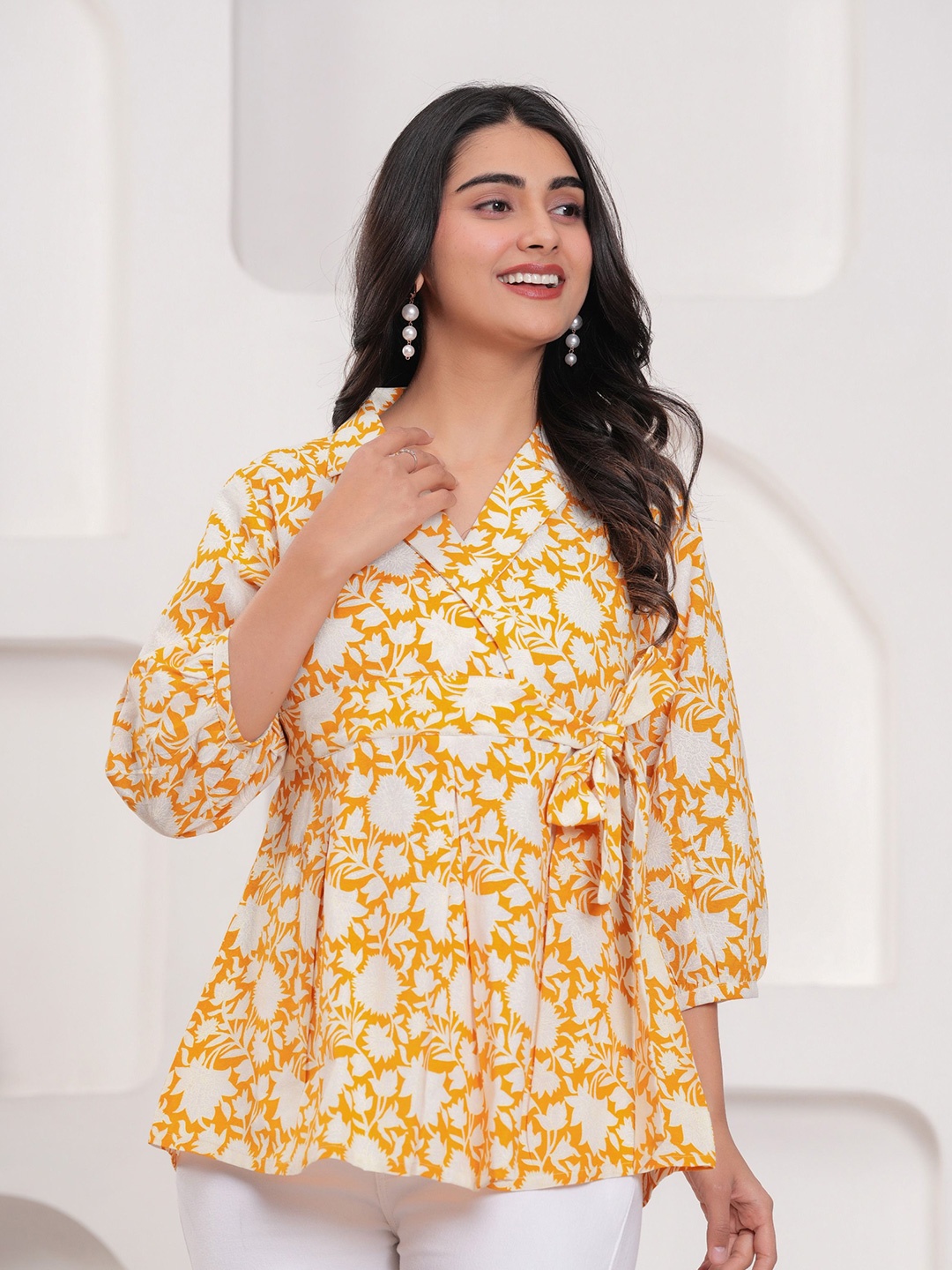 

kipek Print Cotton Top, Yellow
