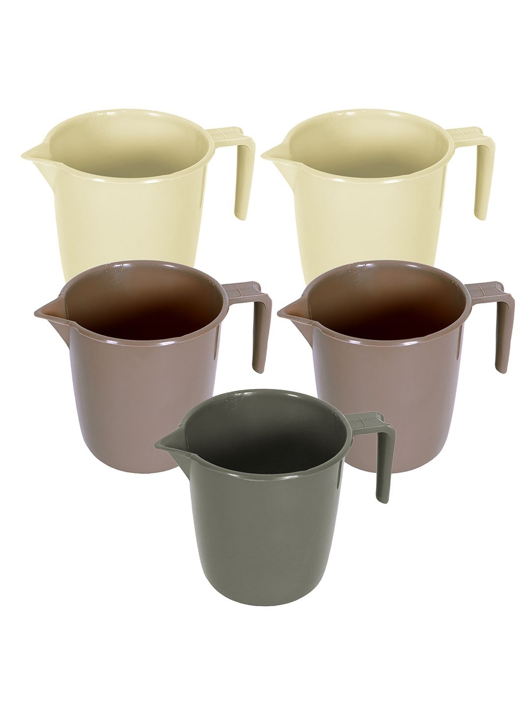 

Kuber Industries Beige & Grey 5 Pieces Glossy Bath Mugs 1L Each