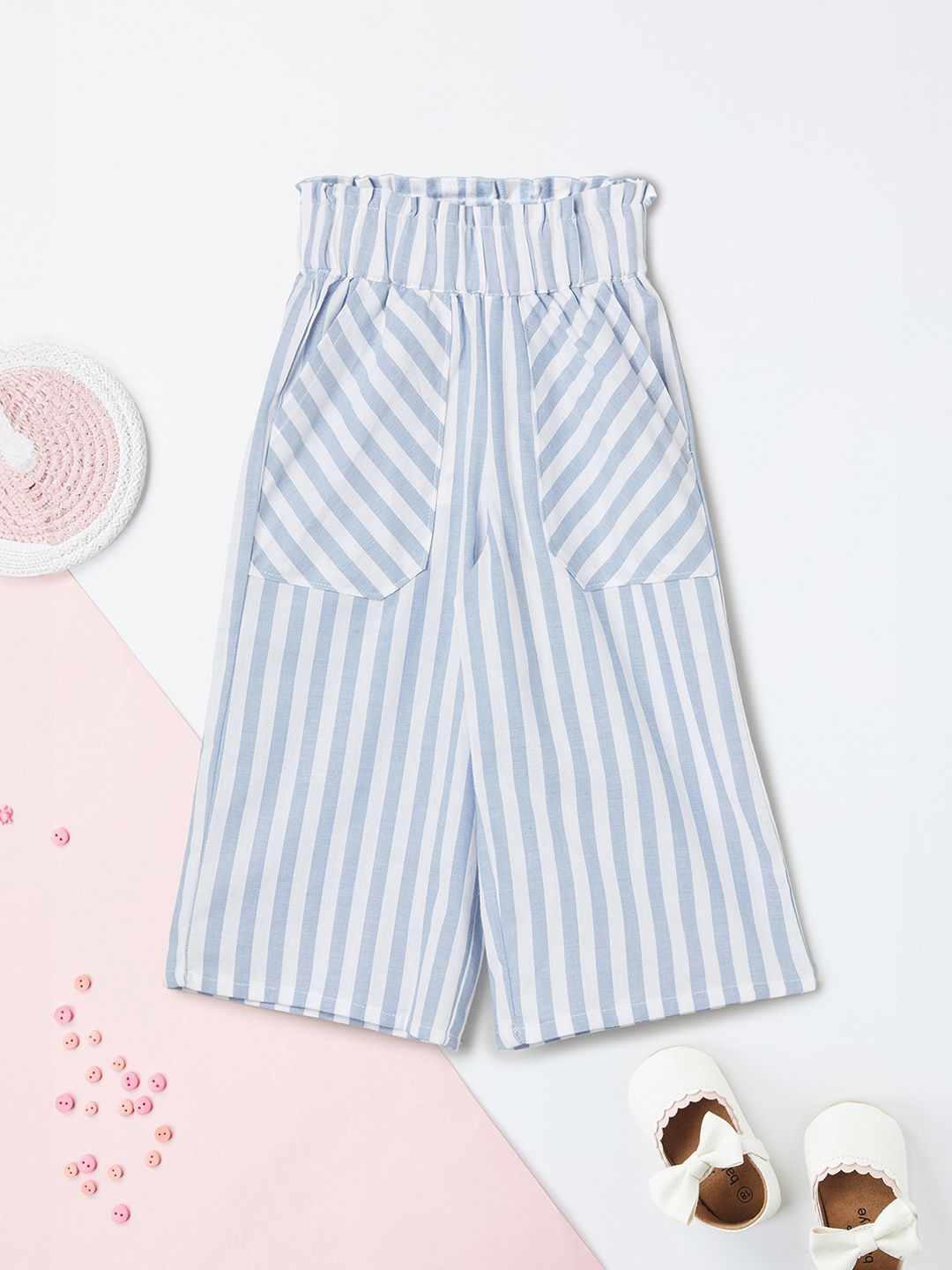 

max Girls Striped Culottes Trousers, Blue