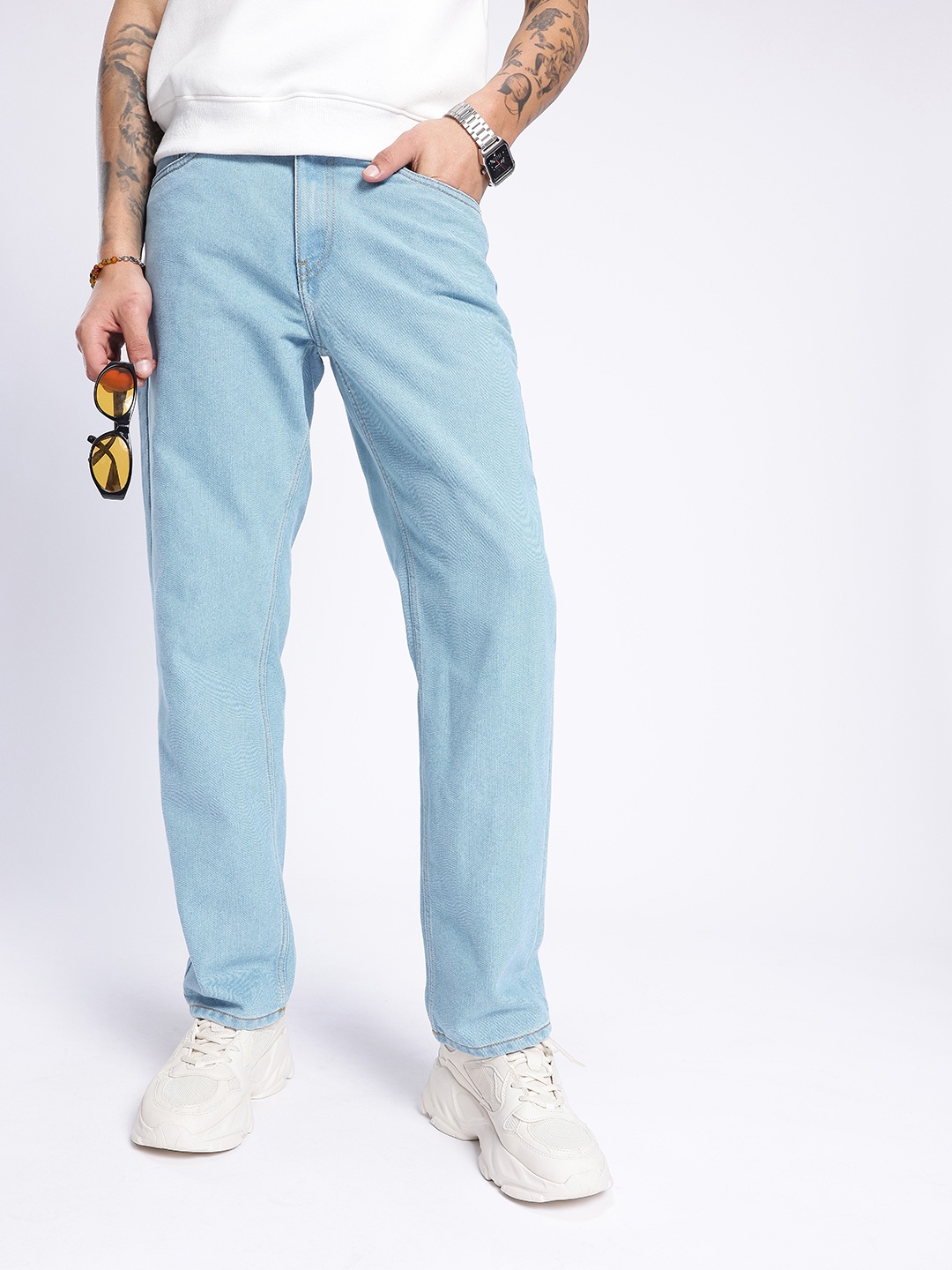 

glitchez Men Street Savvy Straight Fit Jeans, Blue