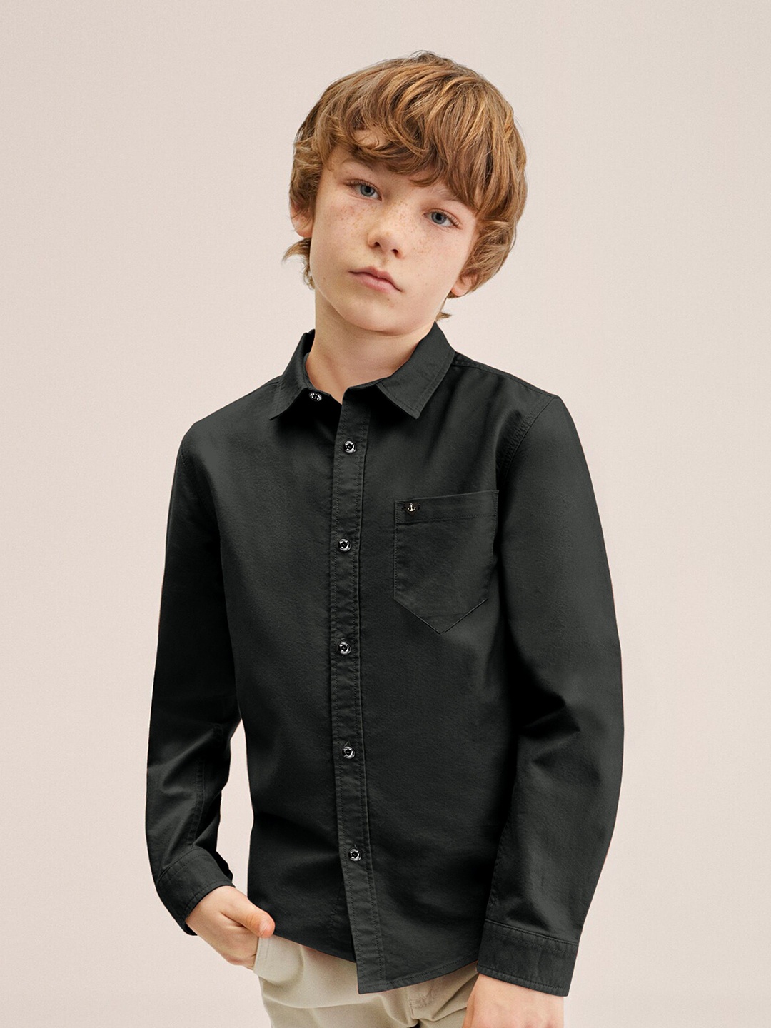 

SKY PEARL Boys Comfort Opaque Casual Shirt, Black