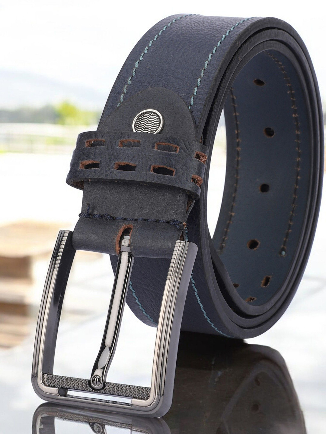 

WROGN Men Leather Belt, Blue