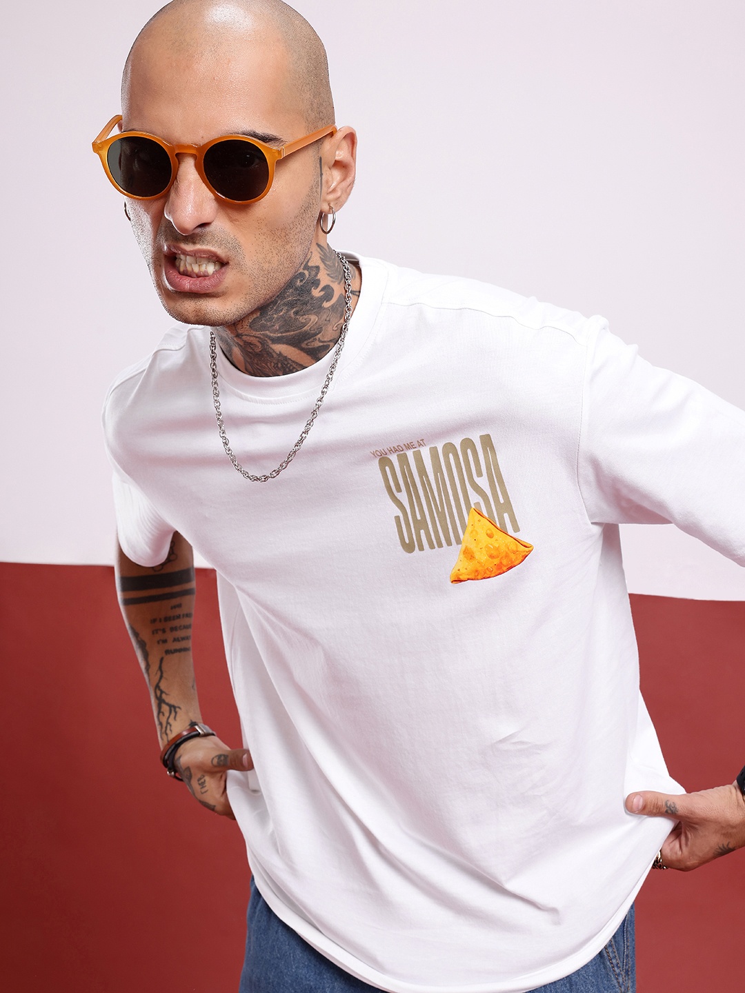 

glitchez Urban Easy Going Printed Oversized T-shirt, White