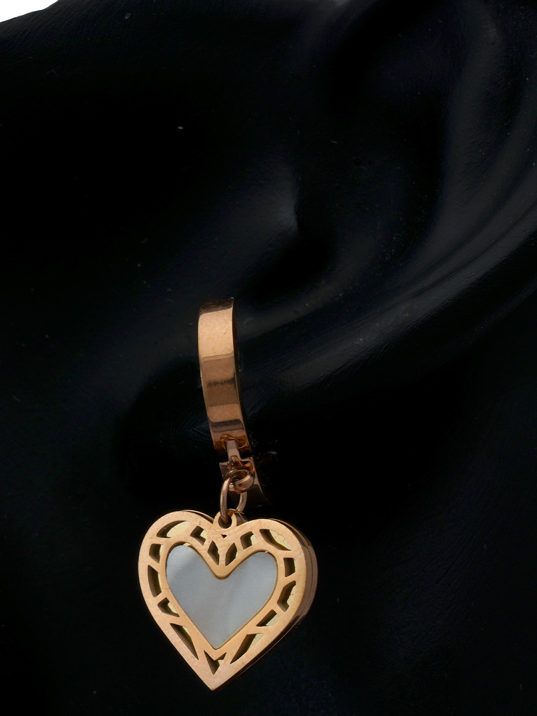 

V FASHION JEWELLERY Copper-Plated Heart Shaped Hoop Earrings