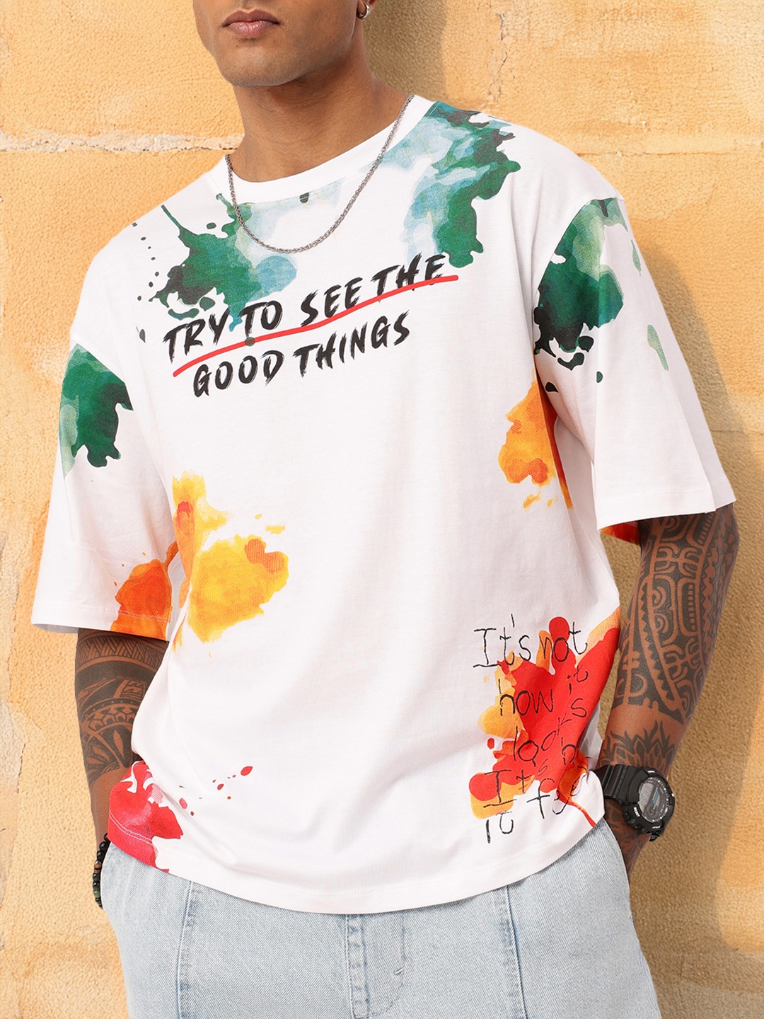 

Kook N Keech Urban Cool Printed Oversized T-shirt, White