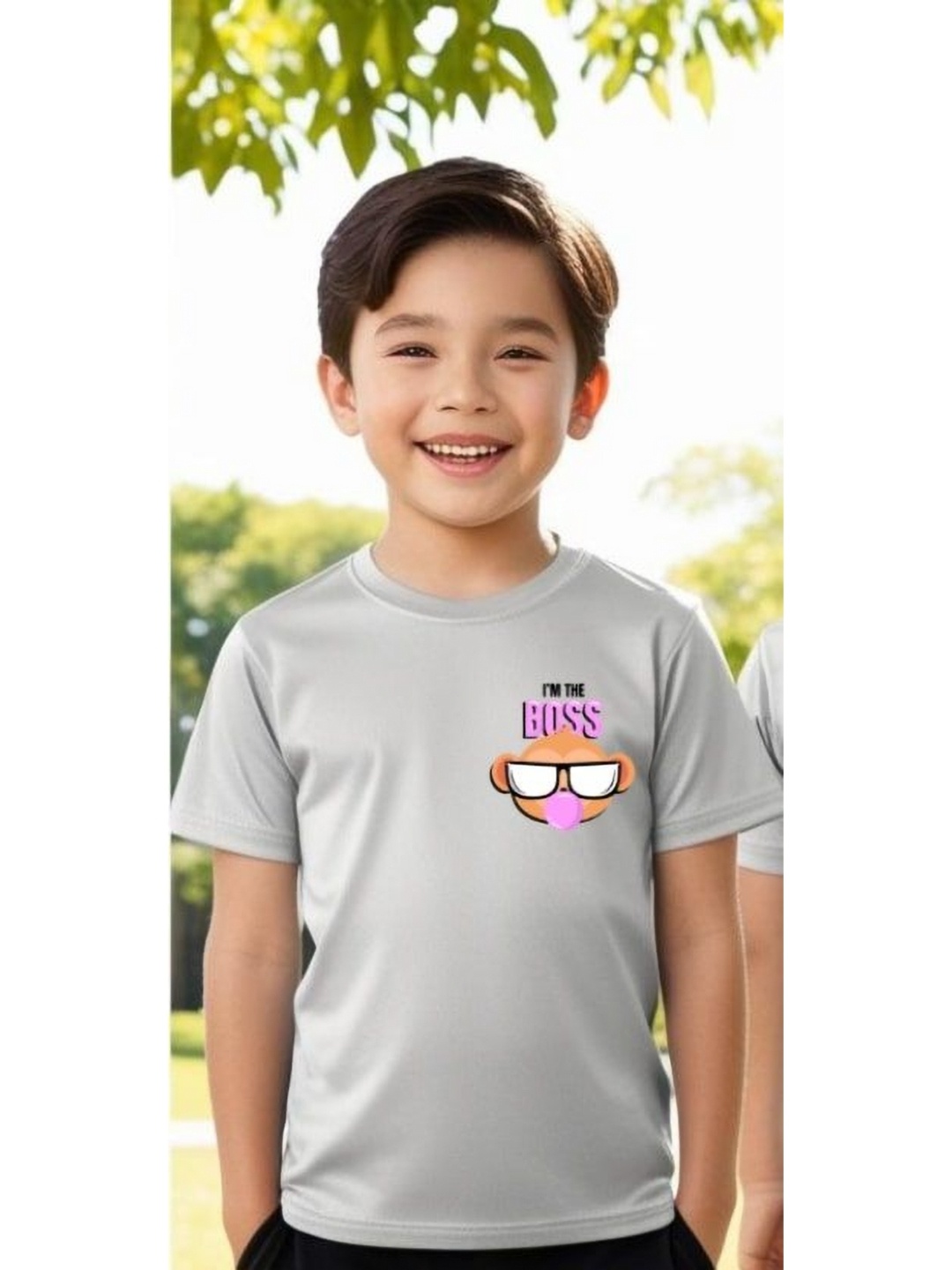 

Piku Store Boys Printed Applique T-shirt, Grey