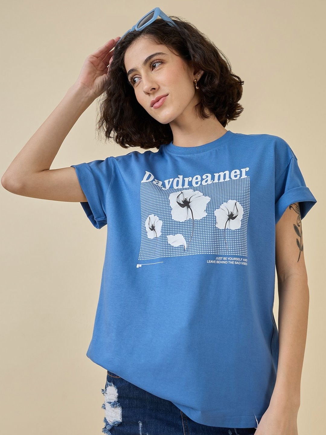 

Mast & Harbour Women Printed T-shirt, Blue