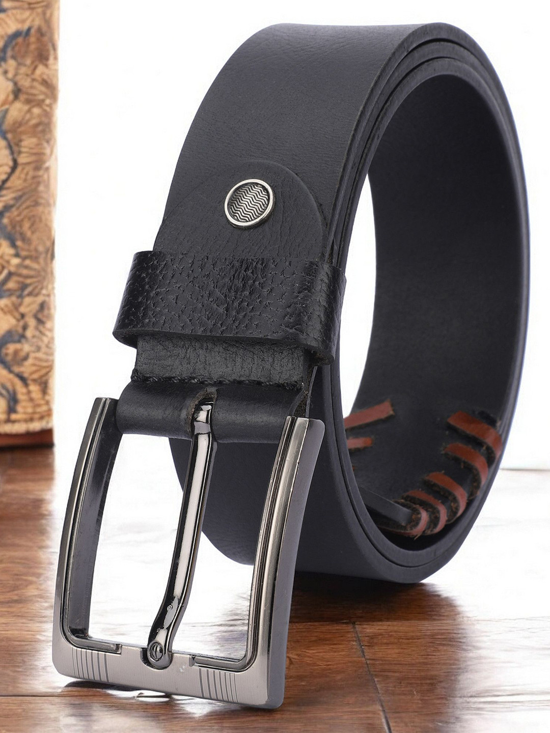 

WROGN Men Leather Belt, Black
