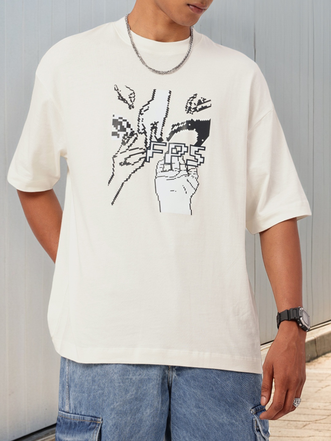 

Kook N Keech Street Strategic Printed Oversized T-shirt, Off white