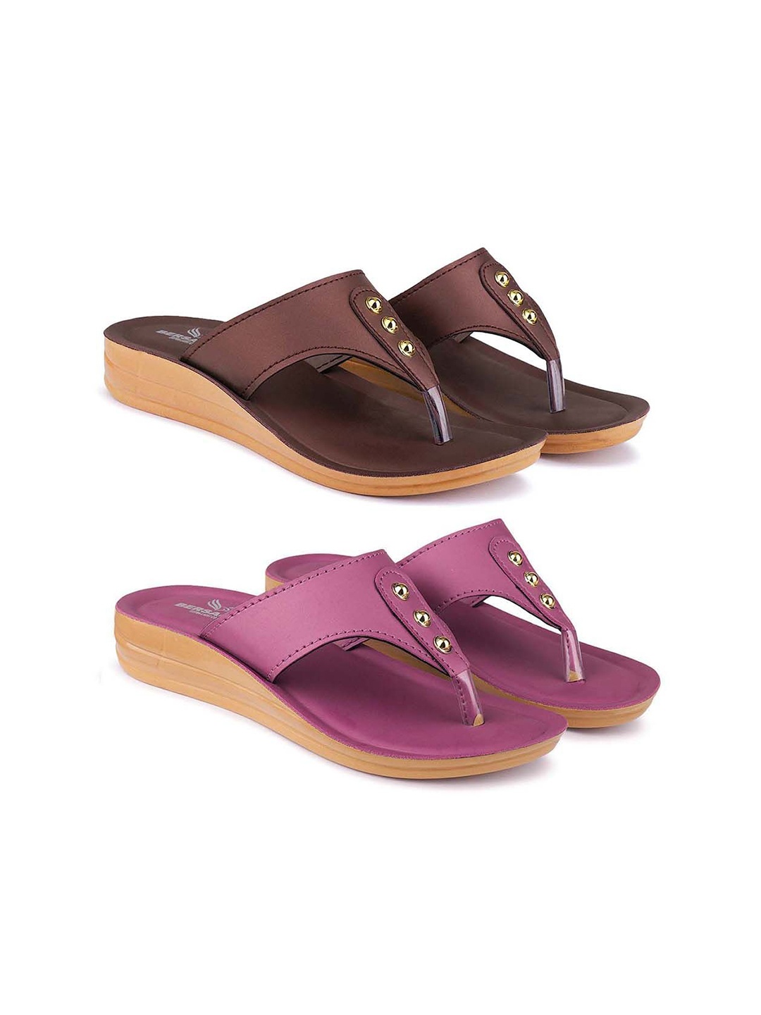 

BERSACHE Women Open Toe Flats, Brown