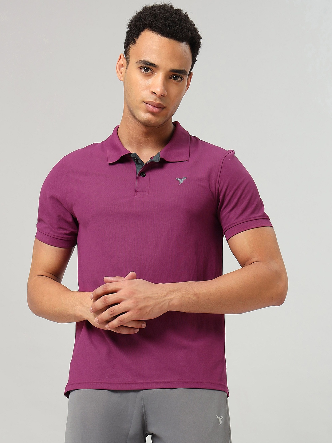 

Technosport Men Polo Collar Antimicrobial Slim Fit T-shirt, Purple