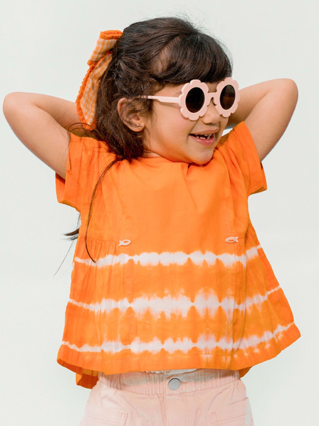 

Tiber Taber Girls Tie and Dye Cotton Top, Orange