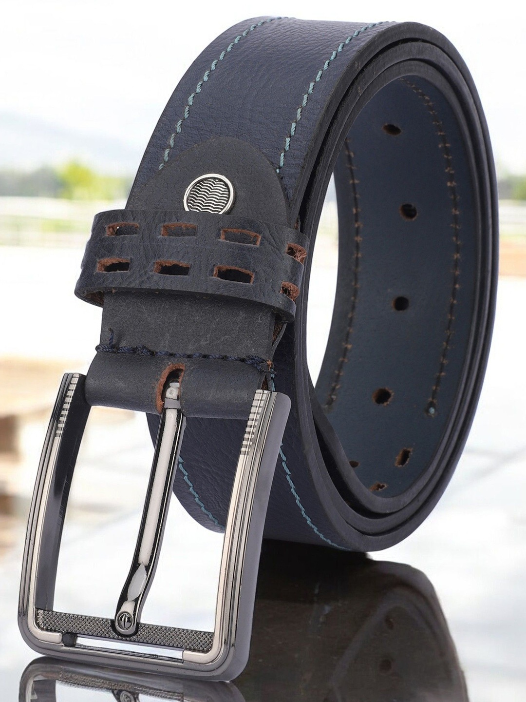 

The Roadster Lifestyle Co Genuine Leather Casual Belt, Blue