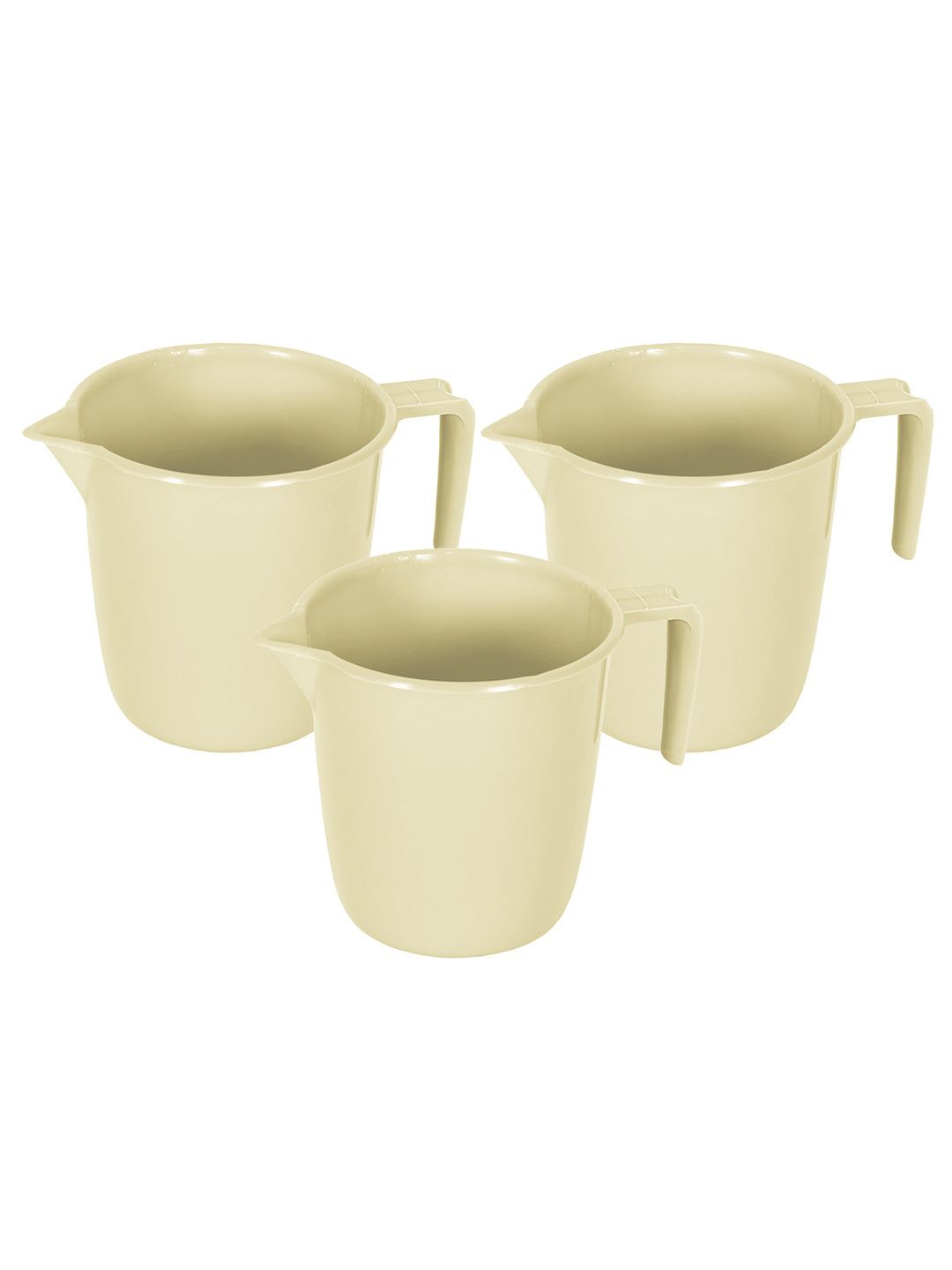 

Kuber Industries Beige 3 Pieces Glossy Bath Mugs 1L Each