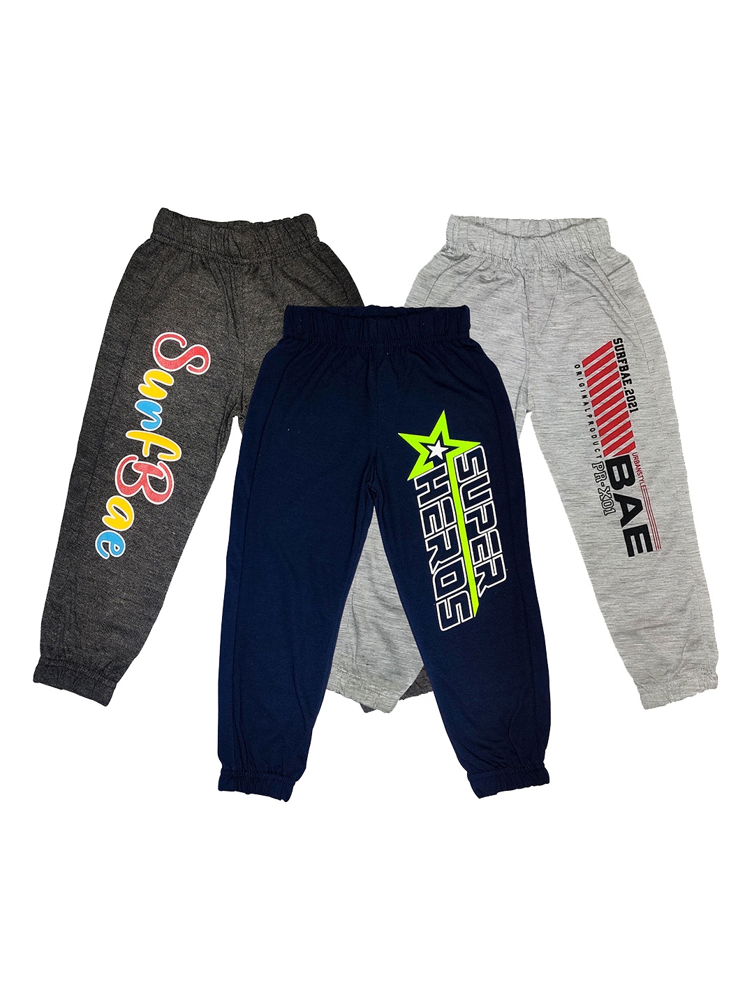 

Surfbae Kids Pack Of 3 Printed Relaxed-Fit Joggers, Grey
