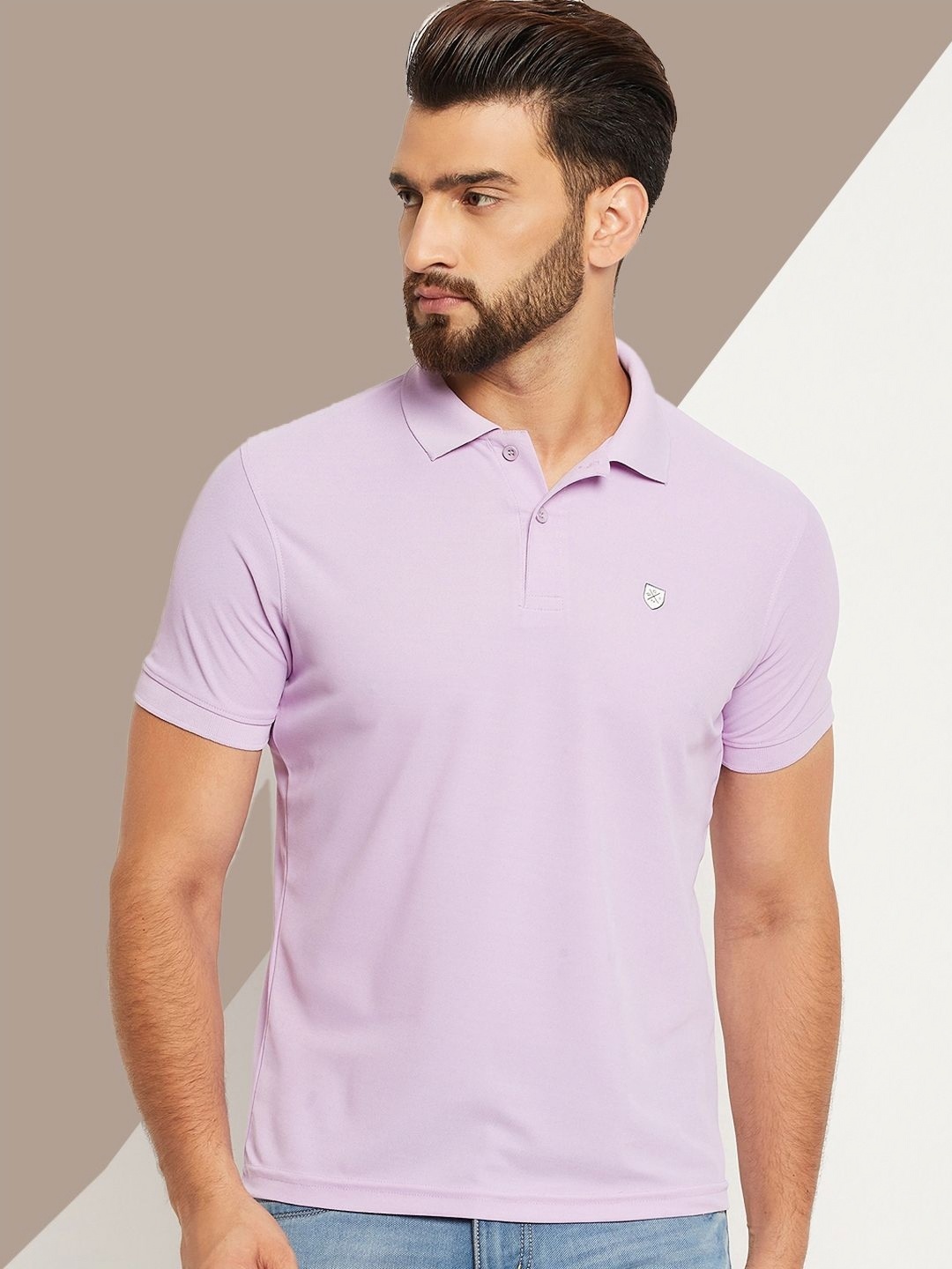

OGEN Men Polo Collar T-shirt, Lavender