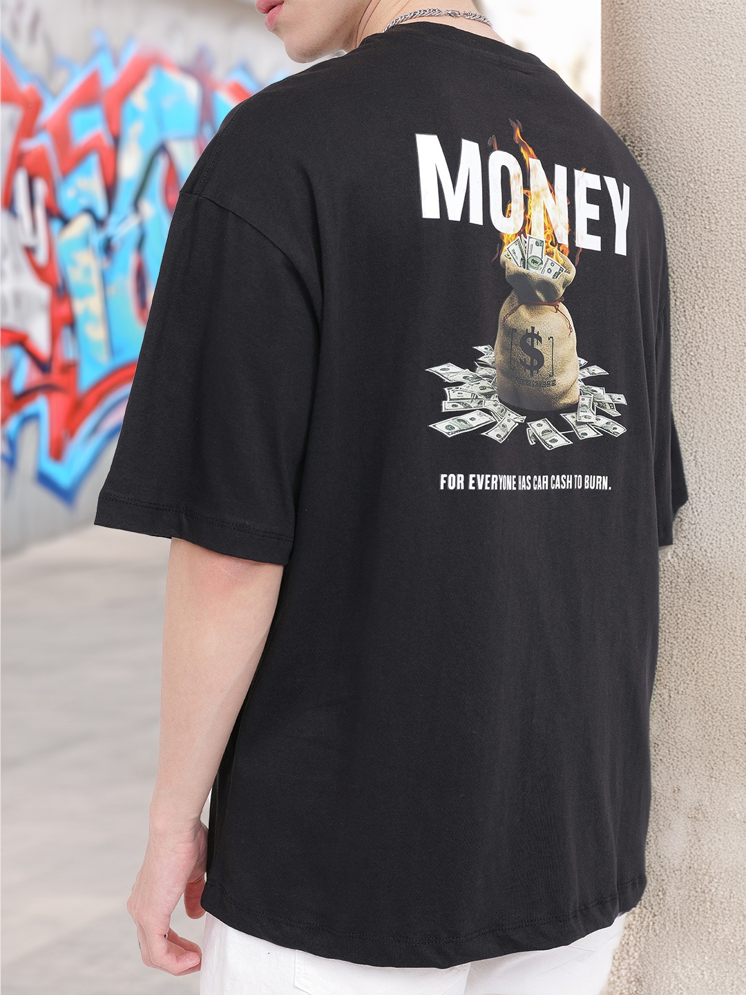 

Kook N Keech It's All About Money Printed Oversized T-shirt, Black