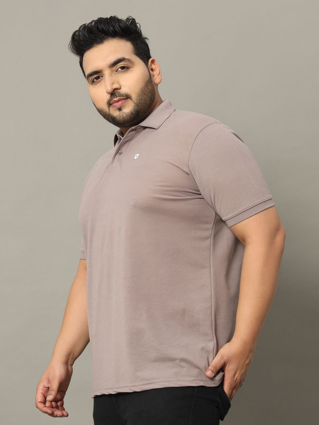 

OGEN Men Polo Collar Pockets T-shirt, Rose
