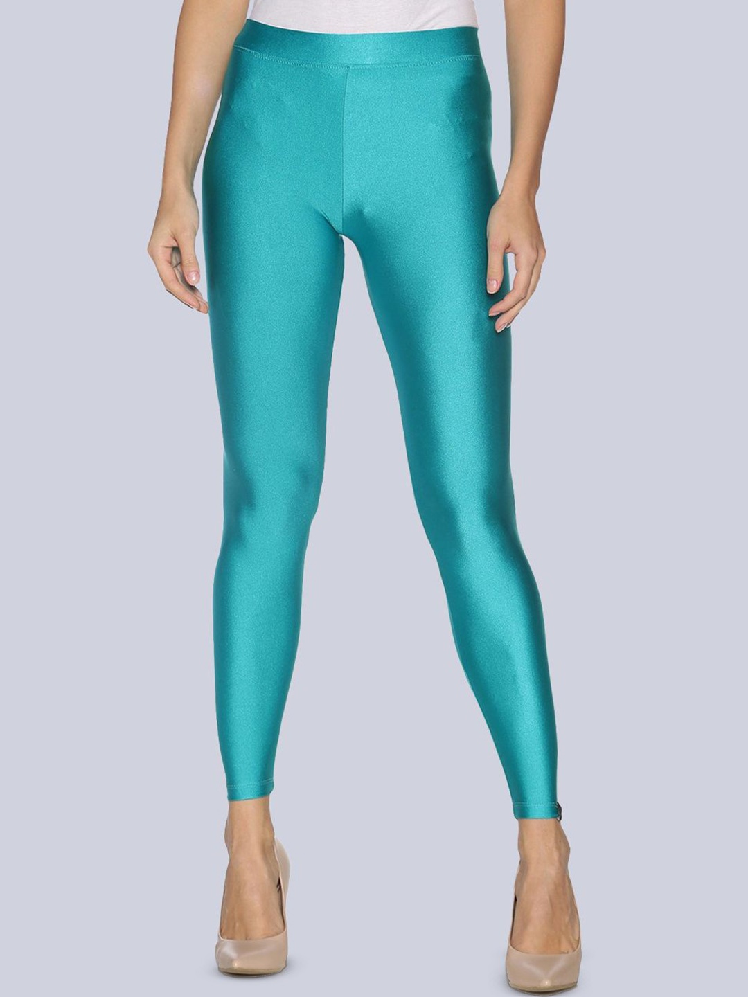 

TWIN BIRDS Women Nylon Solid Blue Shimmer Legging