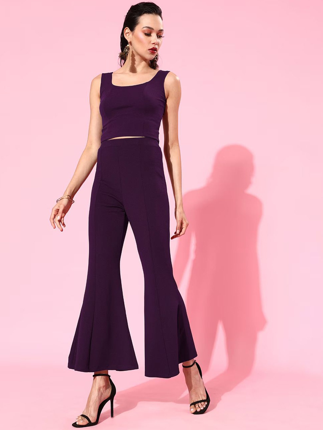 

CORSICA Scoop Neck Sleeveless Top With Trouser Co-Ords, Purple