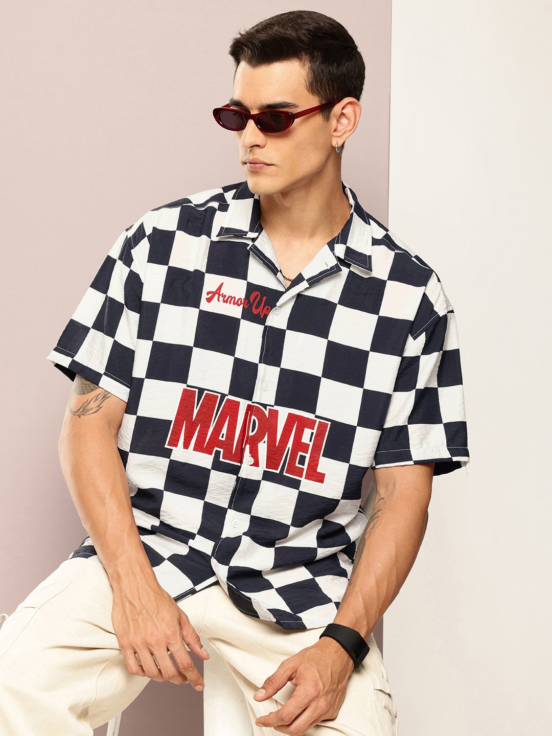 

Kook N Keech Checked Oversized Casual Shirt, White