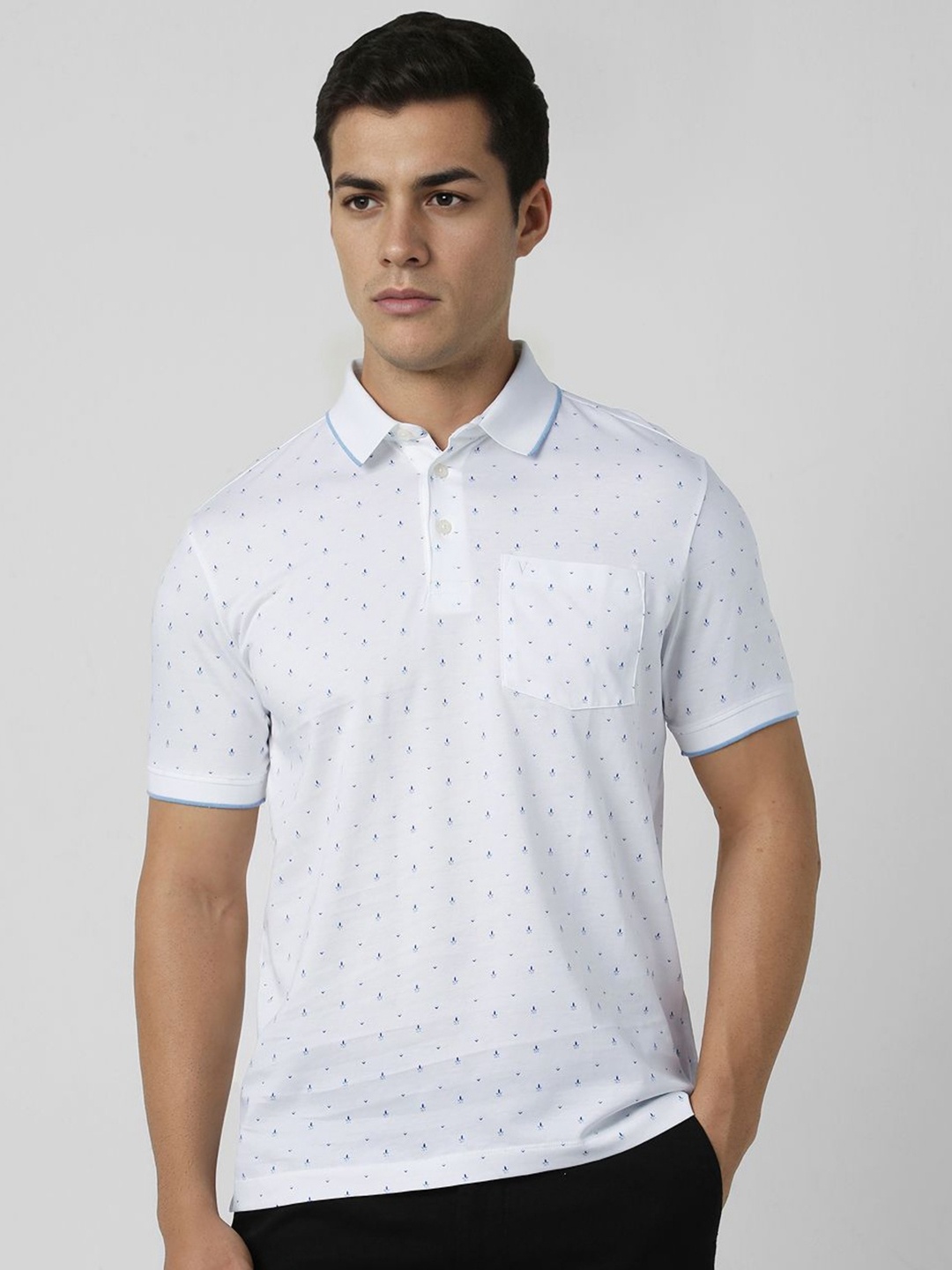 

Van Heusen Men Floral Printed Polo Collar Pockets T-shirt, White