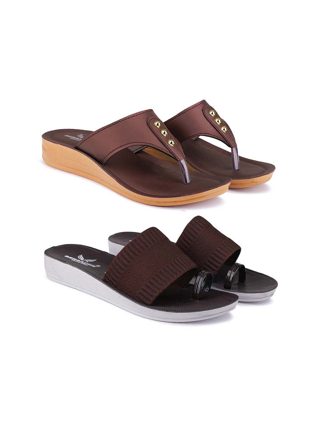 

BERSACHE Women Open Toe Flats, Brown