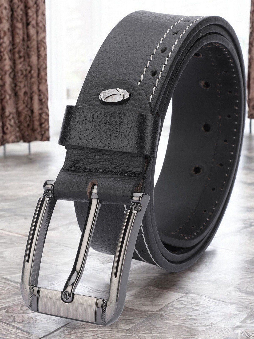 

WROGN Men Leather Formal Belt, Black