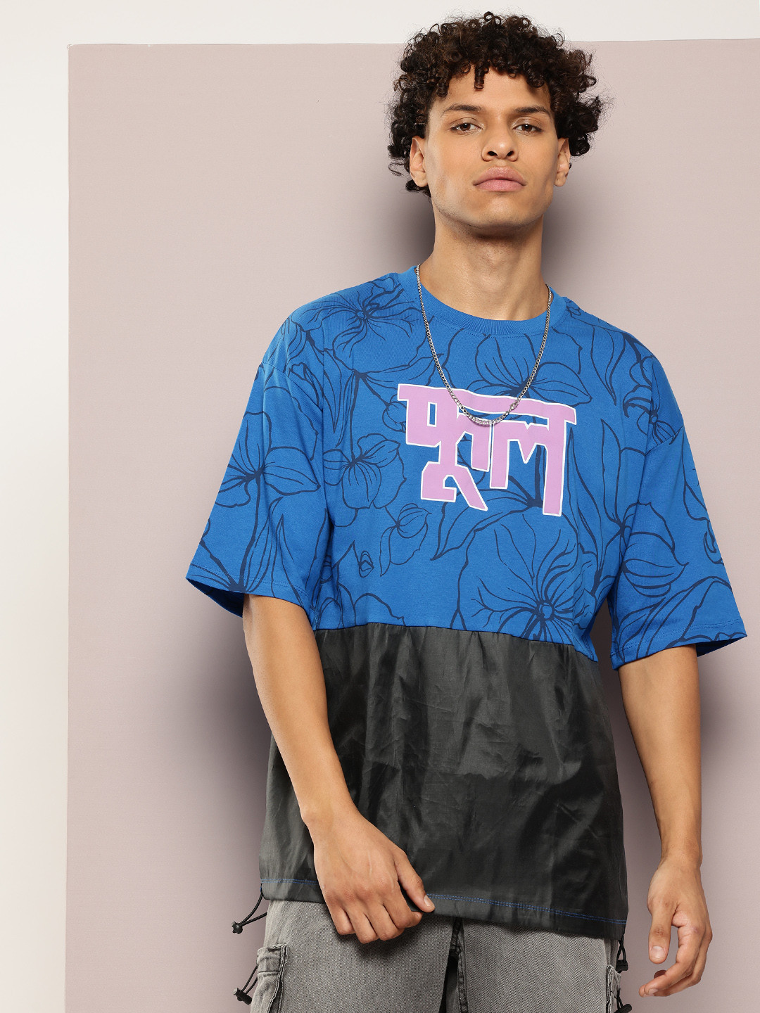 

Kook N Keech Men Printed Pure Cotton Oversized T-shirt, Blue