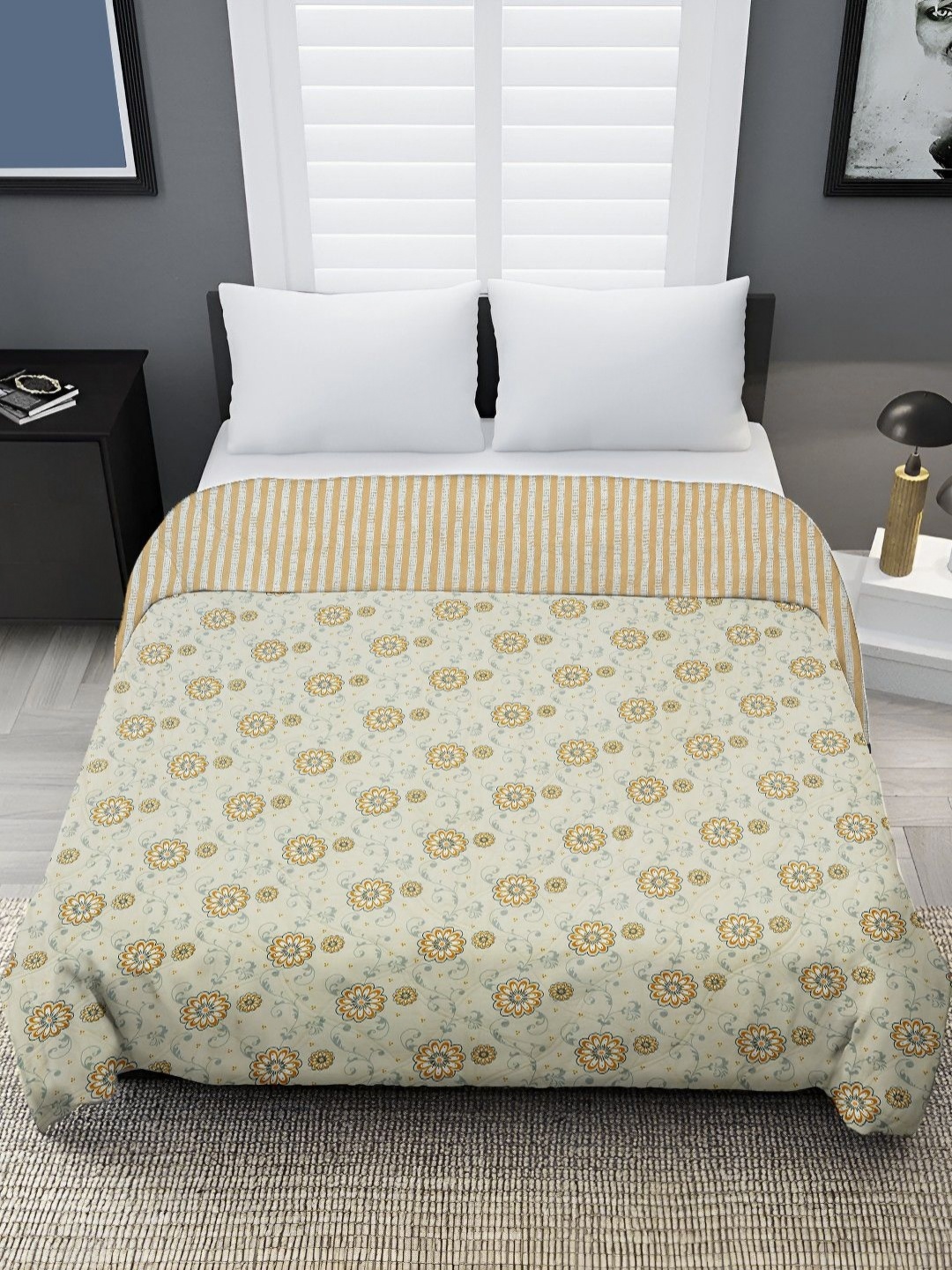 

RRC Cream-Coloured Floral Printed Microfiber AC Room 150 GSM Double Bed Comforter