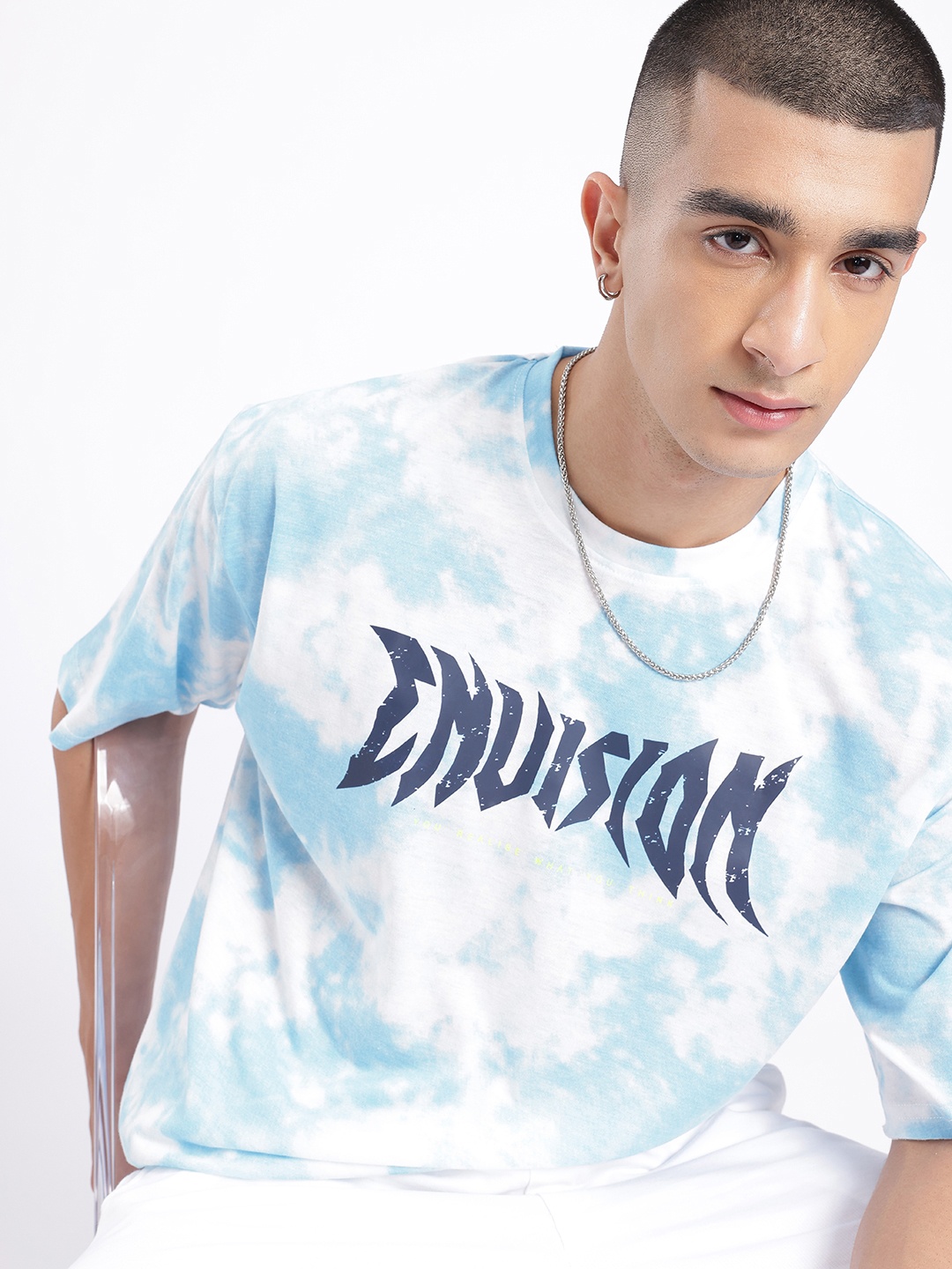 

glitchez Urban Dope Printed Tie-Dyed Relaxed Fit T-shirt, White