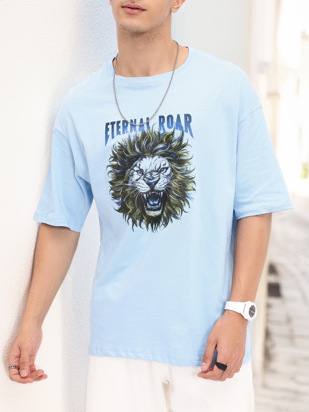 

Kook N Keech Roar With Courage Printed Oversized T-shirt, Blue