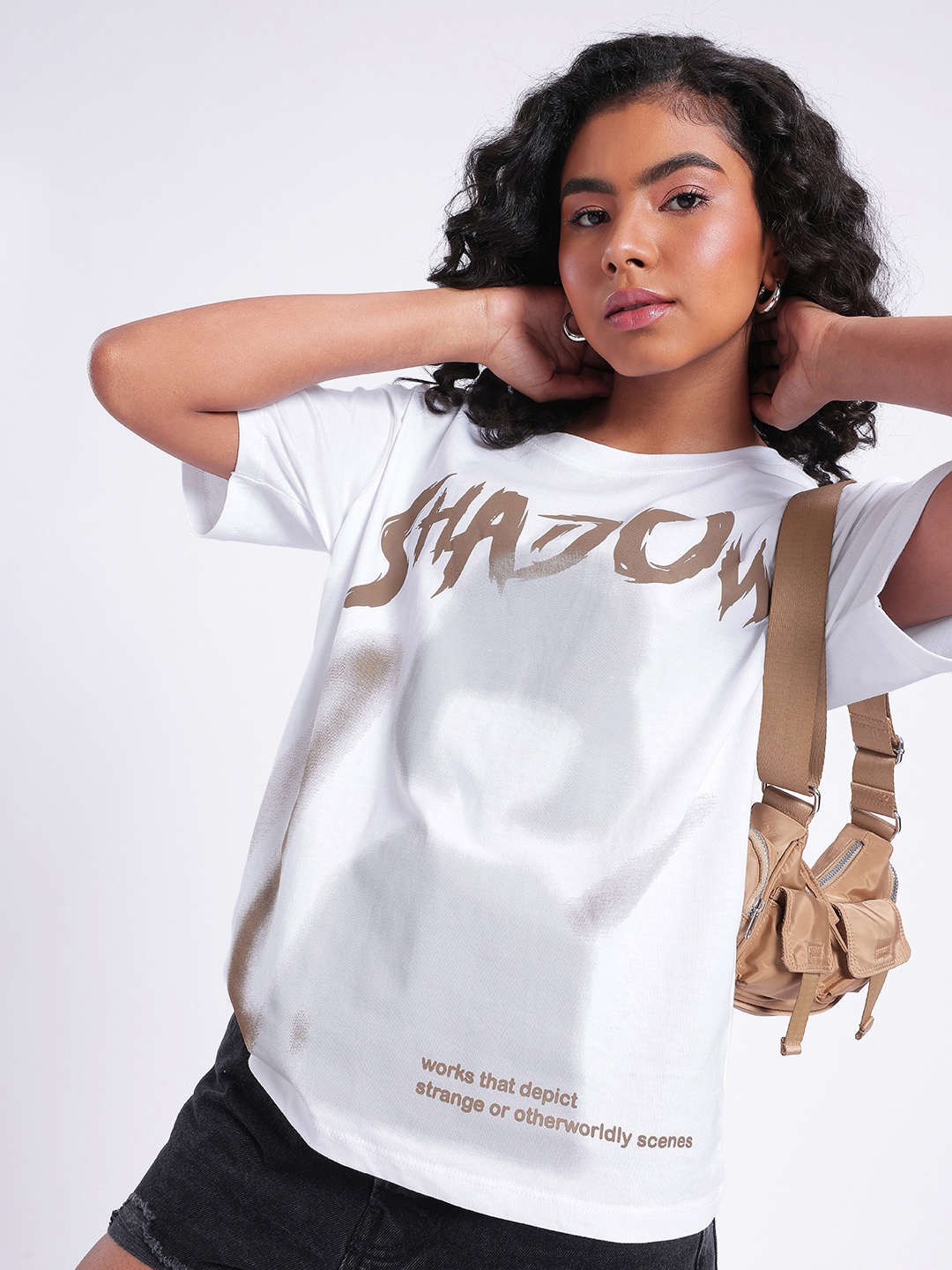 

DressBerry Street Savvy Printed Relaxed Fit T-shirt, White