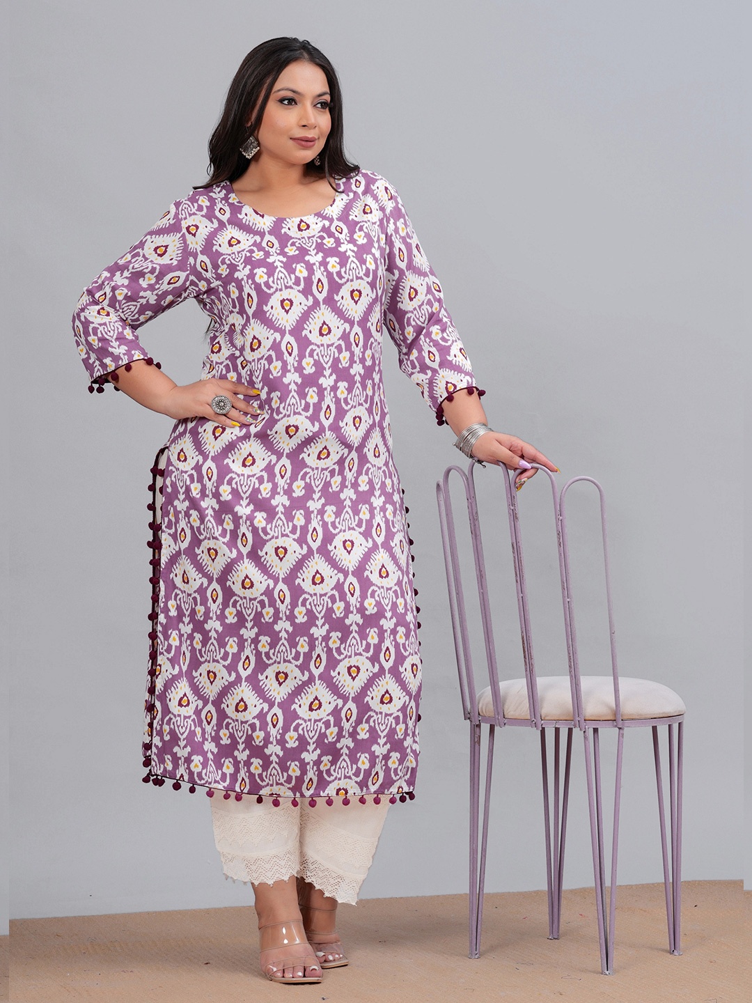 

LABULY Women Ethnic Motifs Printed Kurta, Purple