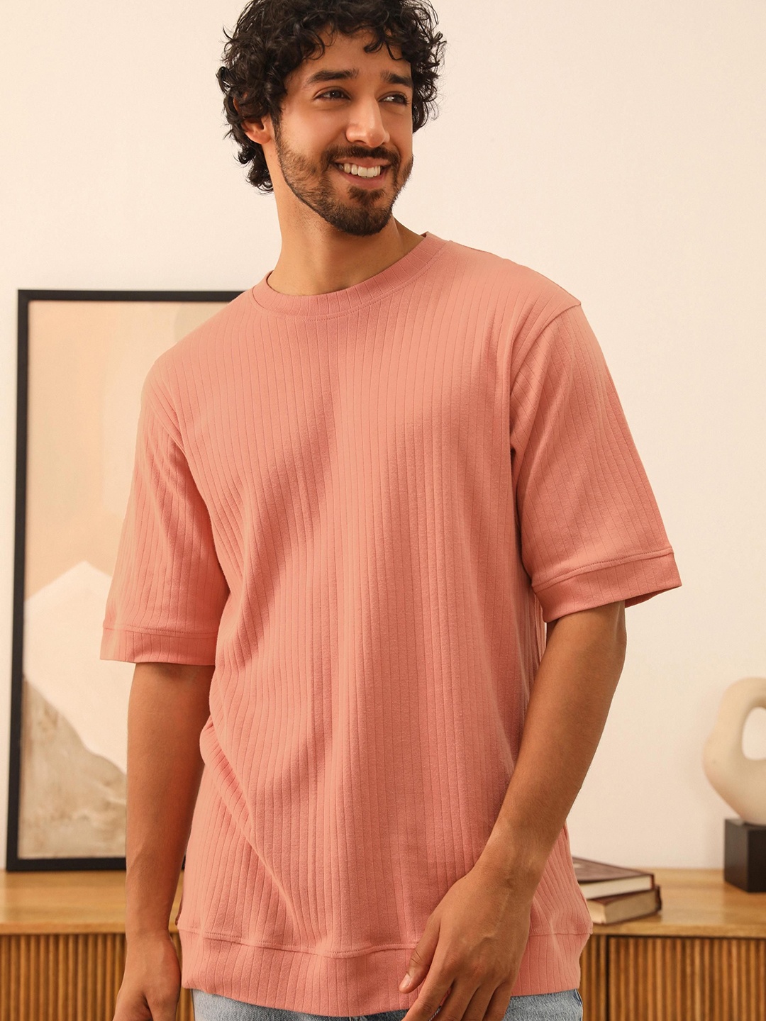 

PRIMAL GRAY Men Organic Cotton T-shirt, Coral