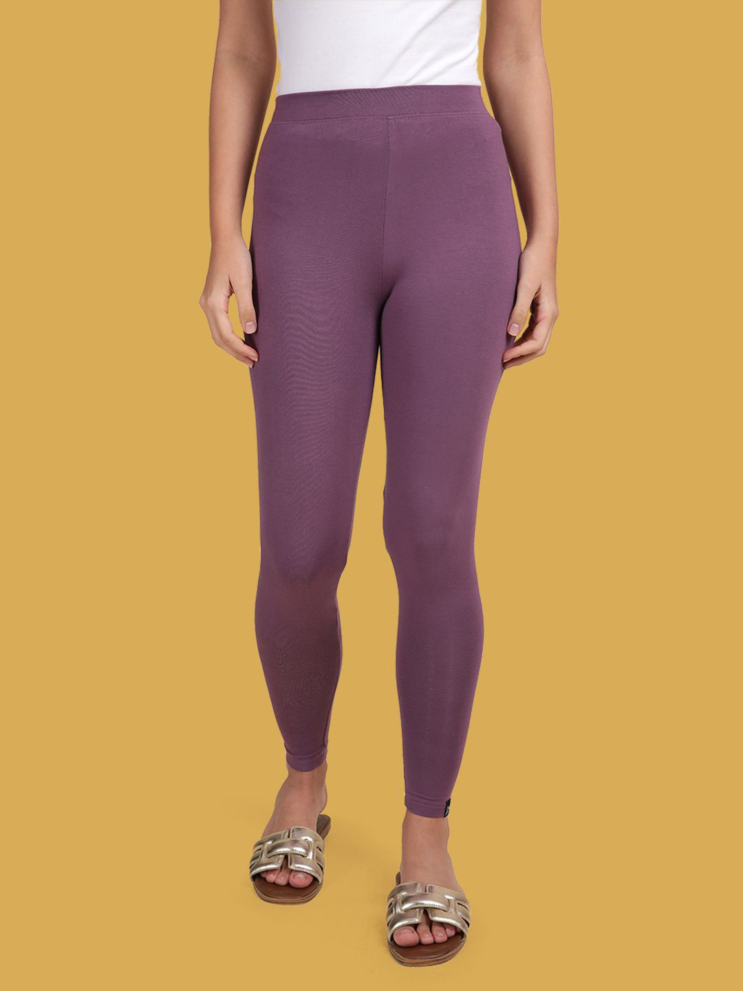 

TWIN BIRDS Women Mauve Mid-Rise Ankle-Length Leggings