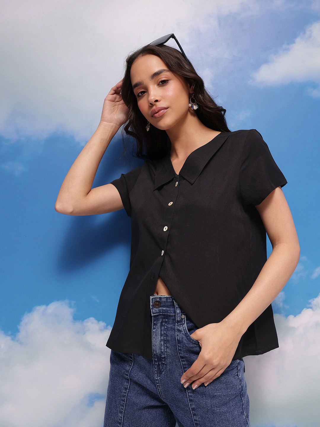 

CORSICA Short Sleeves Casual Shirt, Black
