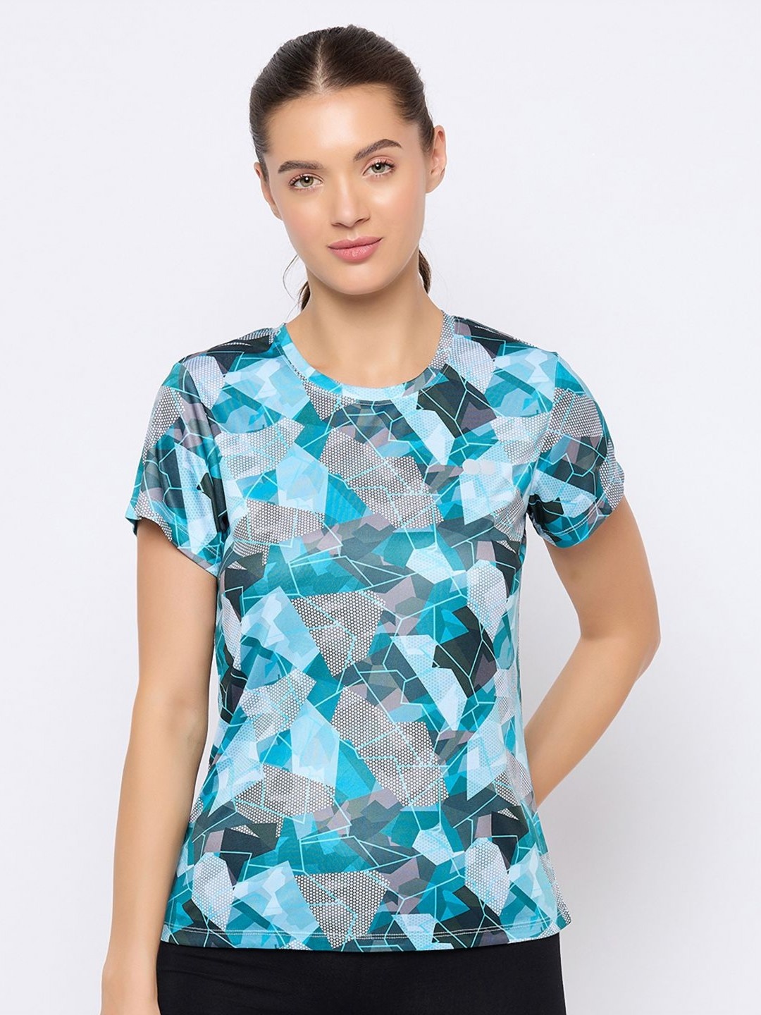 

Clovia Women Printed Pockets T-shirt, Blue