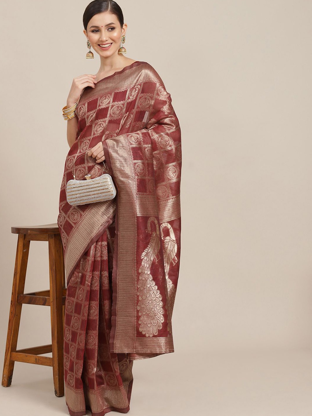 

Anouk Rustic Kalamkari Zari Patola Saree, Maroon