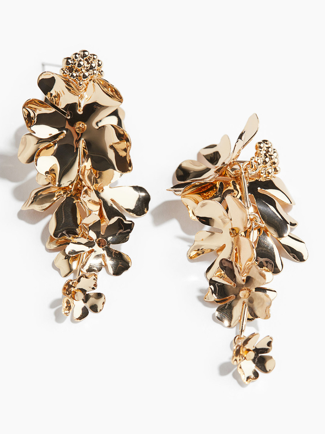 

H&M Flower-Decorated Earrings, Gold