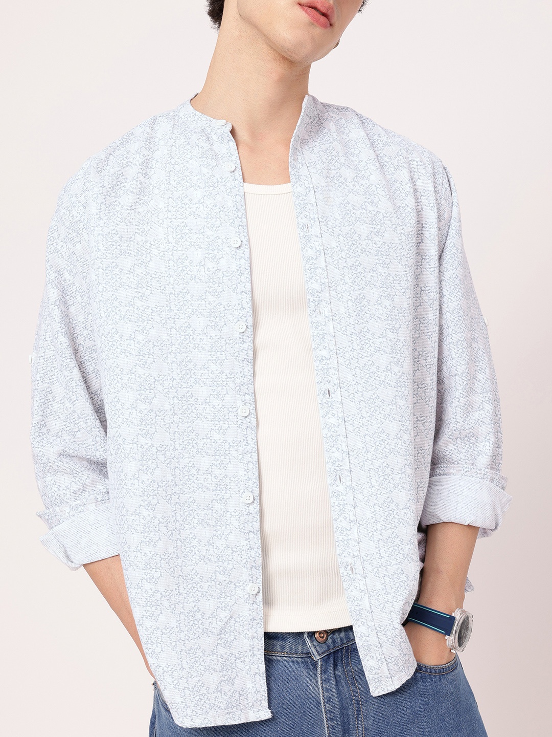 

Kook N Keech Effortless Style Printed Relaxed Shirt, White