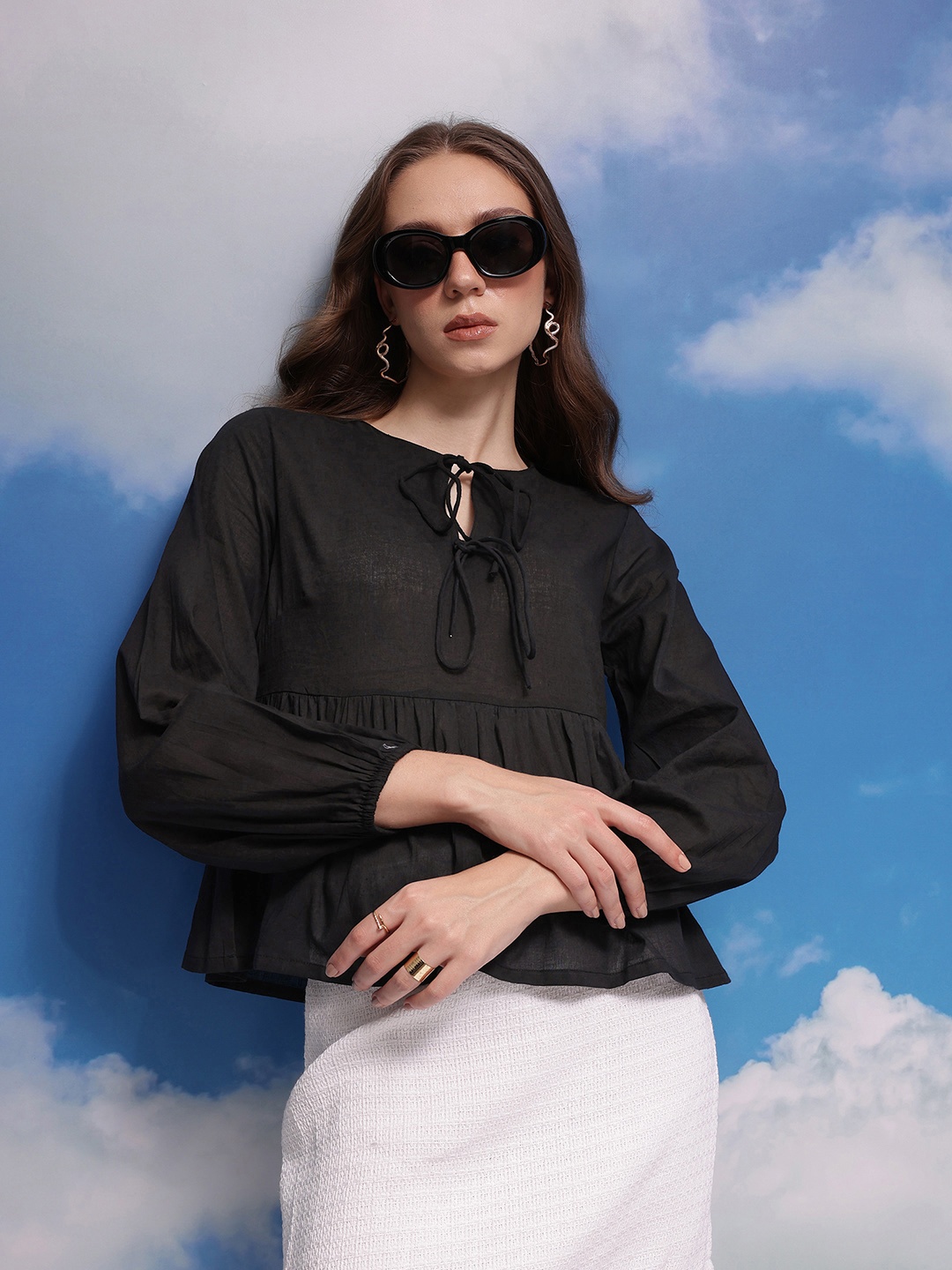 

CORSICA Pure Cotton A-Line Top, Black