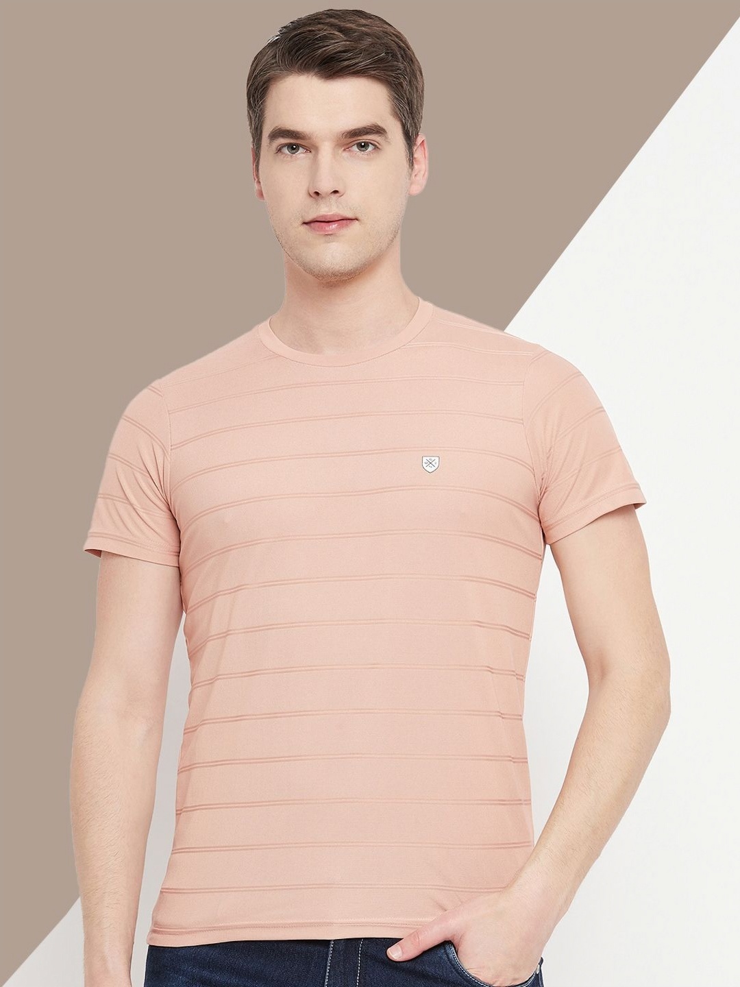 

OGEN Men Drop-Shoulder Sleeves Pockets T-shirt, Peach