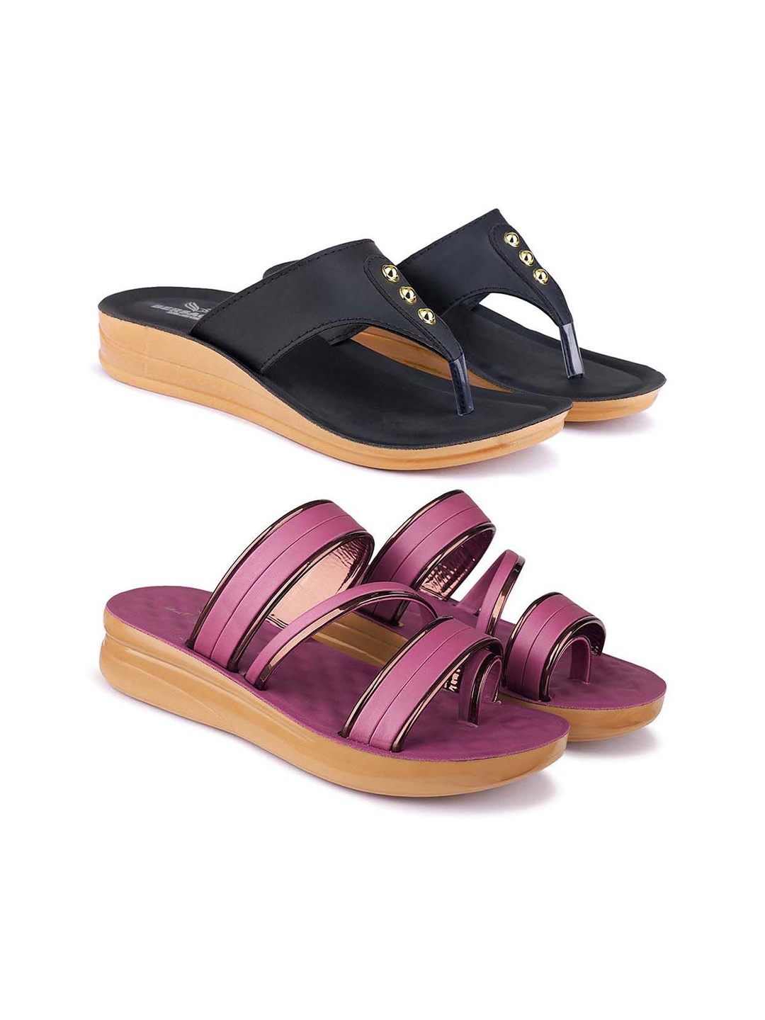 

BERSACHE Women Open Toe Flats, Purple