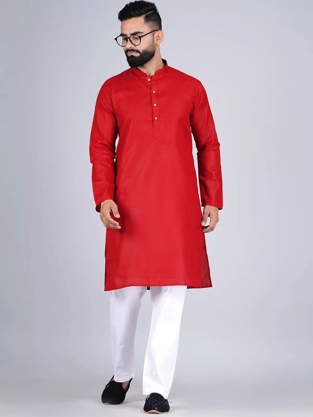 

Moda Rapido Mandarin Collar Cotton Straight Kurta, Red