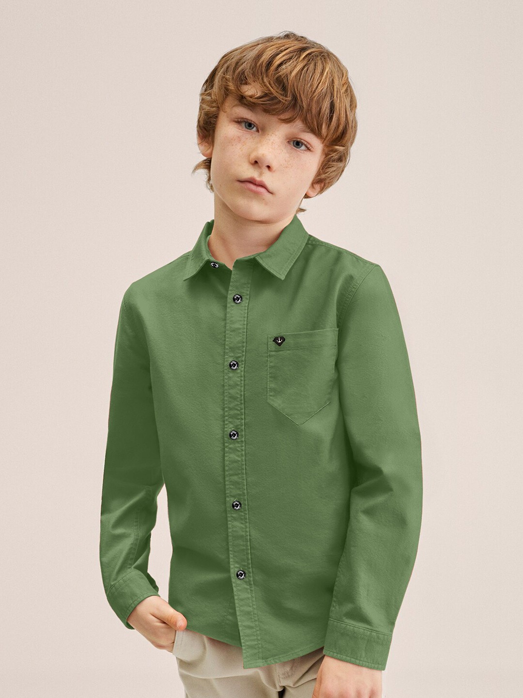 

SKY PEARL Boys Comfort Opaque Casual Shirt, Olive