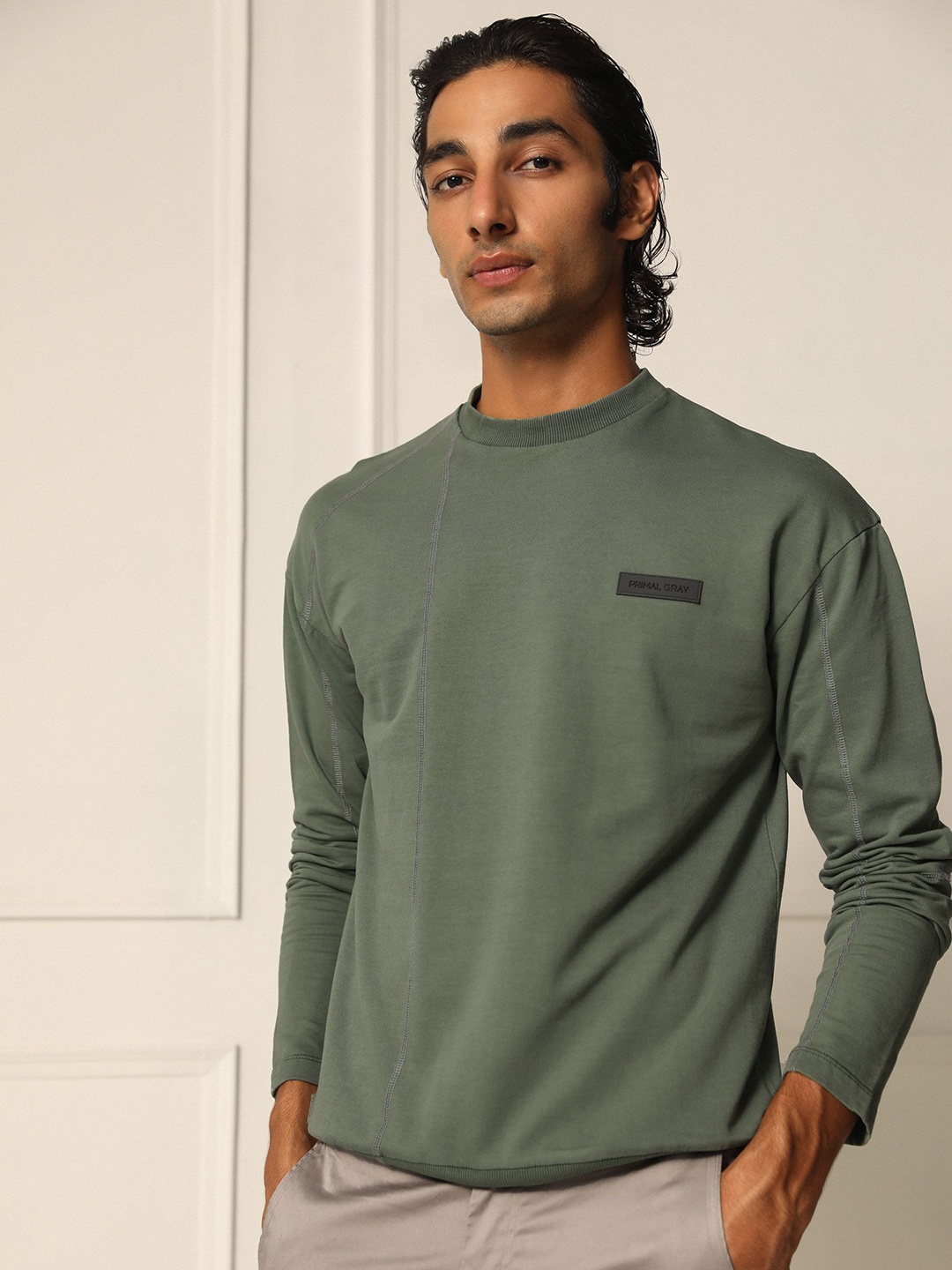 

PRIMAL GRAY Men Organic Cotton Pockets T-shirt, Green