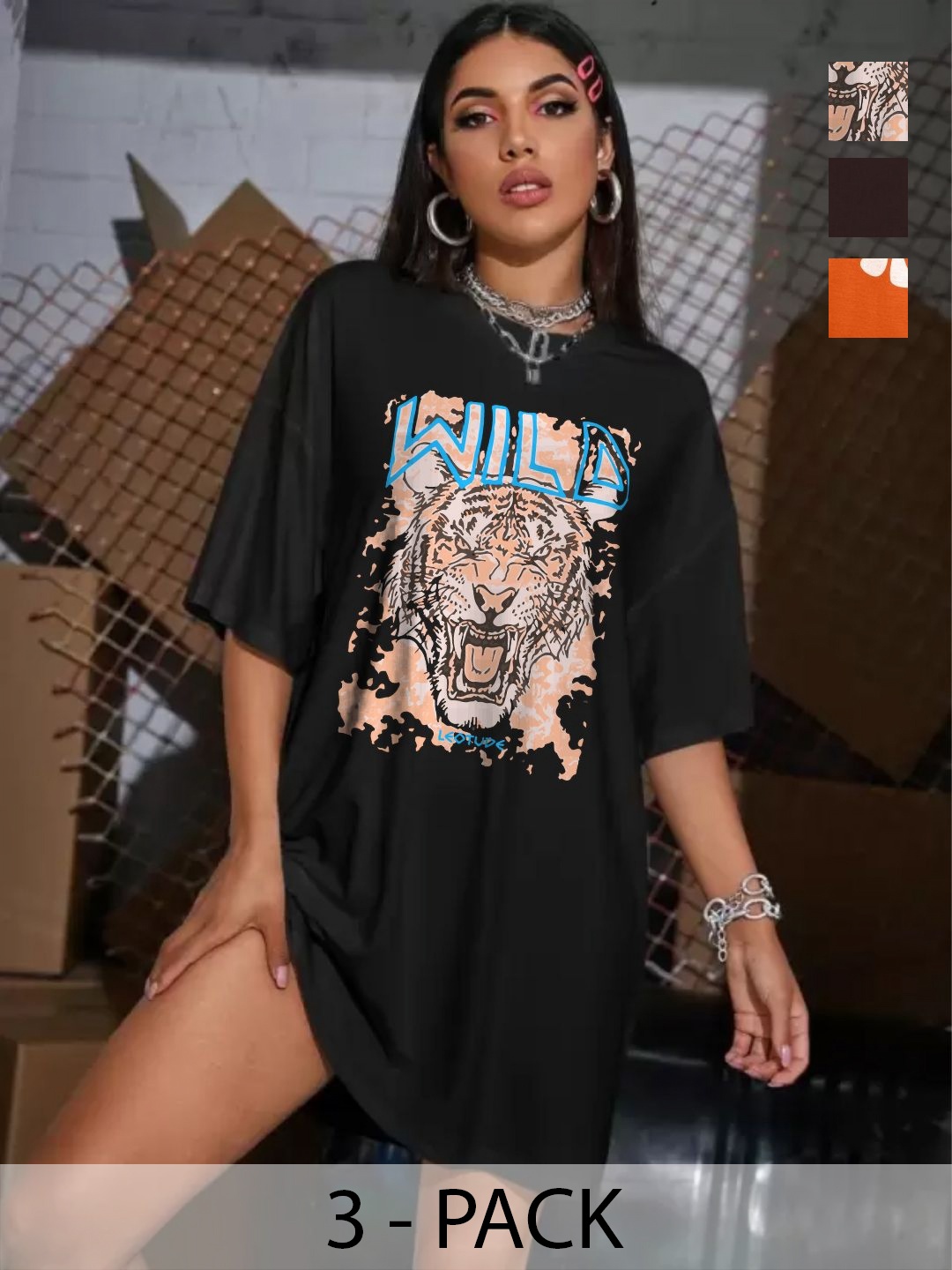 

Leotude Women 3 Printed T-shirt, Multi