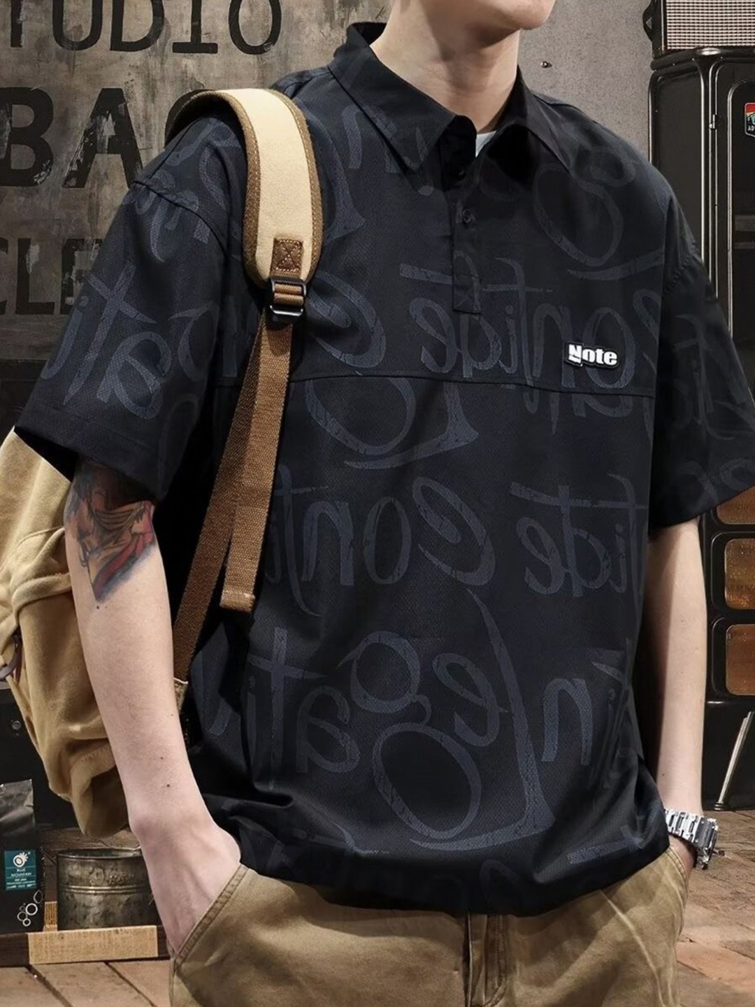 

StyleCast Men Printed Polo Collar T-shirt, Black