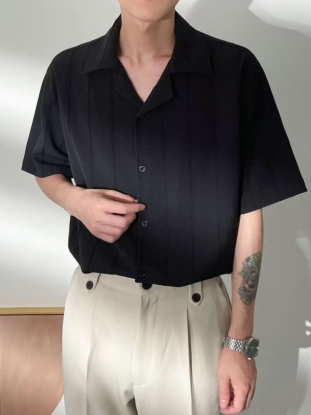 

StyleCast Men Polo Collar T-shirt, Black